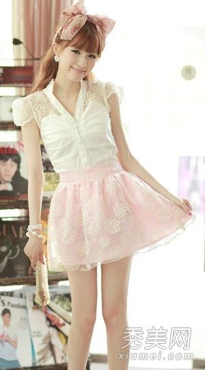 蕾丝裙子蕾丝衬衫甜美蕾丝公主风格