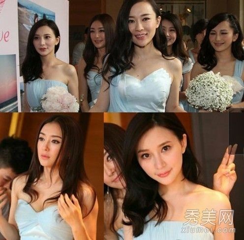 明星伴娘的婚礼在镜子前举行,他们的发型也非常漂亮。