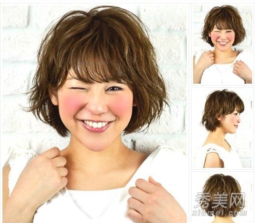 圆脸女孩喜欢蓬松的梨花头，这是最时尚的方式来减少年龄。