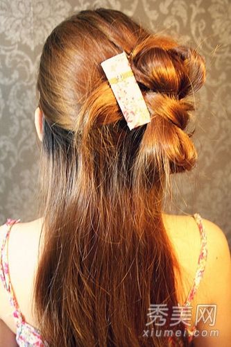 淑女甜美范韩风半领结发型教程5步快