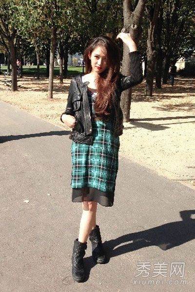 学习陈乔恩皮革服装和外向时尚服装