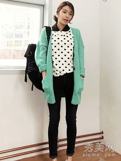 韩版秋装配毛衣开衫配裙子配裤子都可以