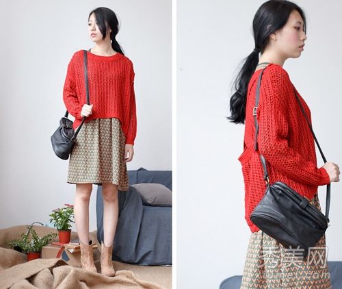 针织毛衣配裙子甜美可爱小女人味