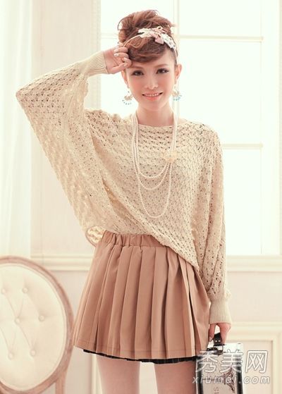秋装搭配时尚装饰空针织衫修身性感