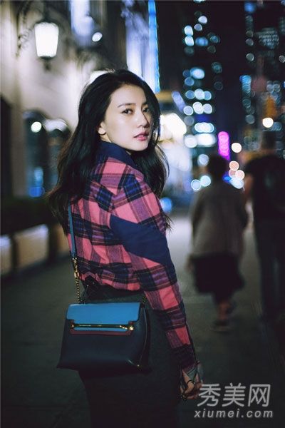 学习高圆圆格子衬衫休闲甜美的个性