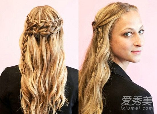 双麻瀑布编法图DIY森女风编发