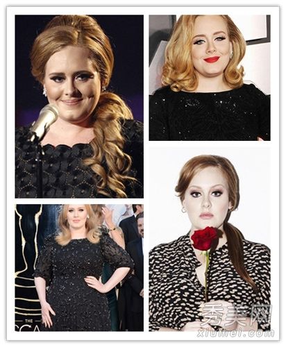 阿黛尔女王展示适合胖脸女孩的发型