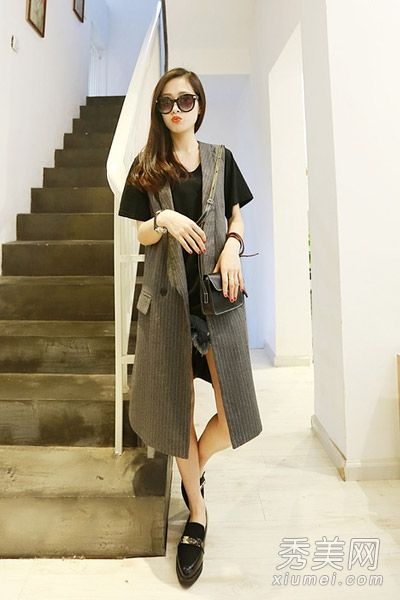 秋季必备的长马甲搭配欧美风格
