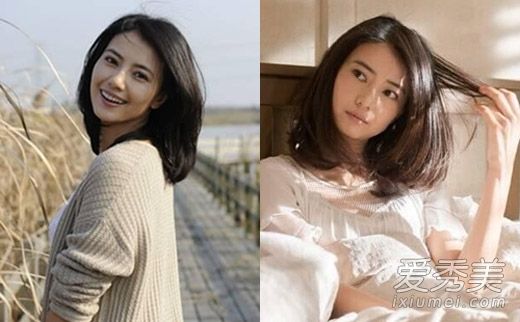 方脸依然显示出美女向高圆圆学习并留有气质的发型。