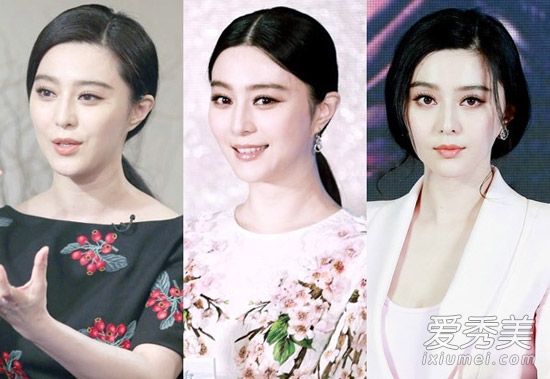 刘海和头发分开。低马尾辫diy风扇,发型漂亮