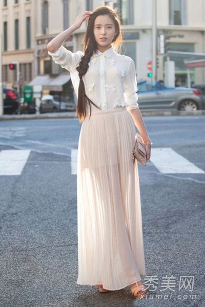 简约白衬衫8种美女穿多种时尚款式