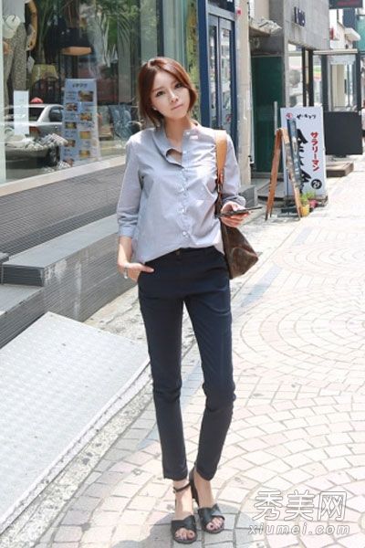 九分裤长袖衬衫，初秋不油腻