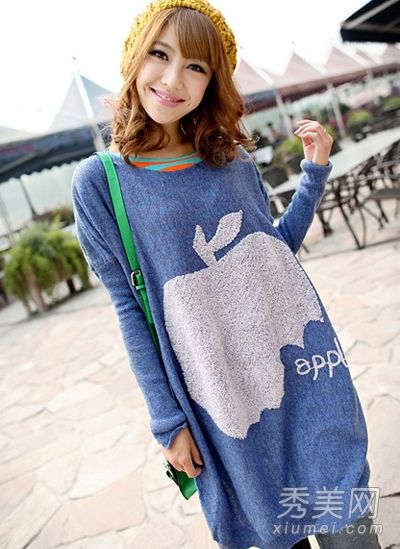 中号毛衣配打底裤,不胖,不粗腿