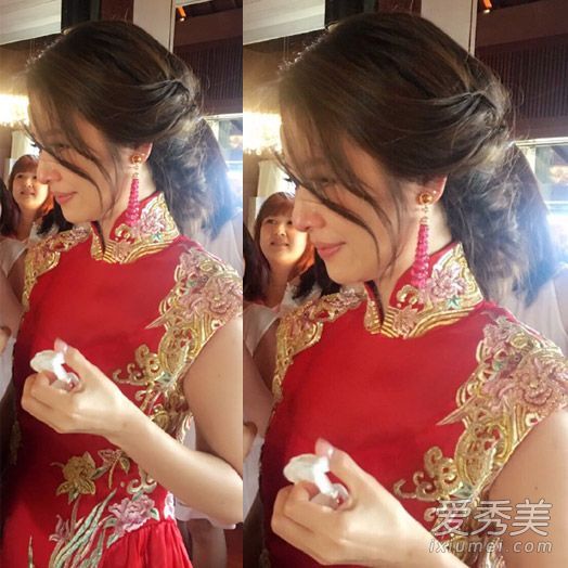 最后&直到林心如的新娘看起来卷曲。头发很漂亮!