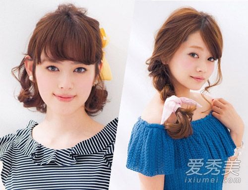 短发公主头。甜美的一面编着发辫,告别闷热的夏日