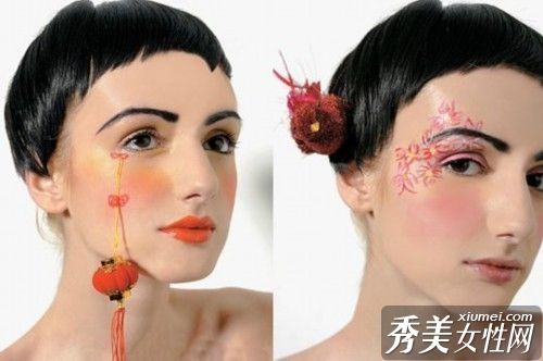 灯笼烟花眼部化妆强烈中式风格