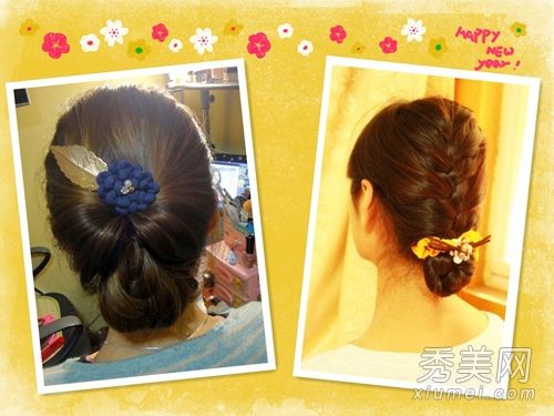 如何系女生长发2款韩式盘发图