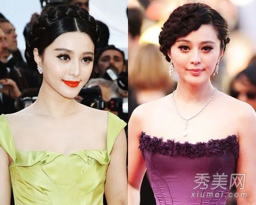 范冰冰的发辫盘发图成就了女神范