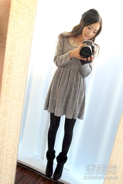 有外套的新冬装是最时尚的