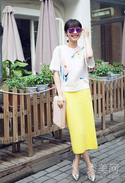 最好搭配像李菲儿、铅笔裙、美国的t恤。