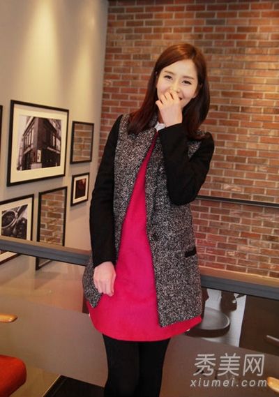 韩版毛料外套，带裙装