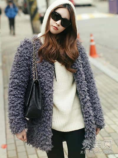 冬季时尚外套毛毛外套潮带最明显的类型