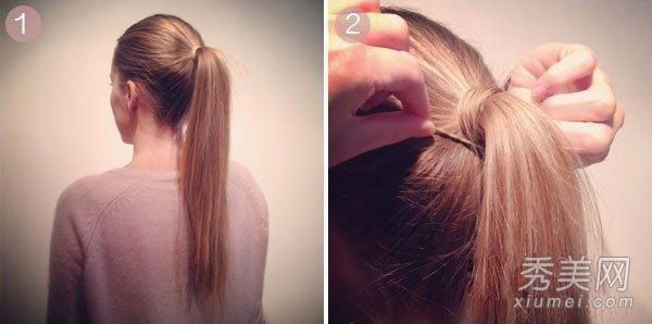 弓高马尾6步修复可爱的头发
