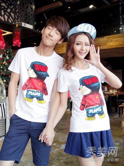 新款夏季情侣装你穿裤子我穿裙子