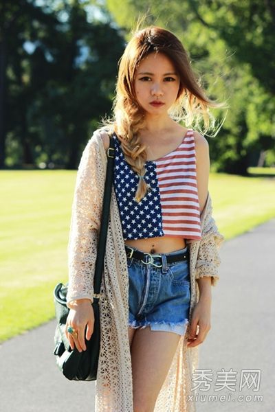 星条旗展示美国自由休闲风格