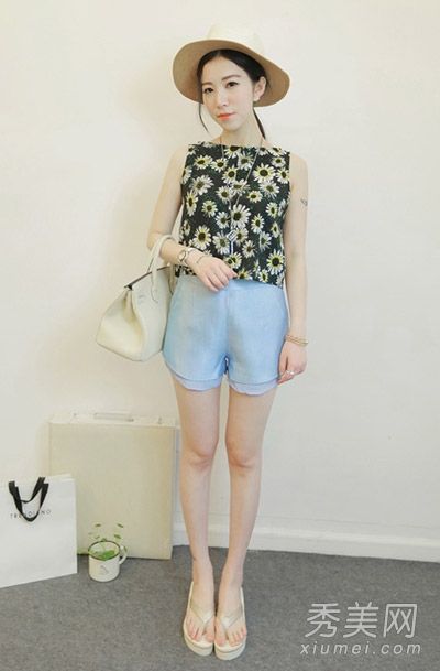 小雏菊印花时尚混搭清新韩范儿