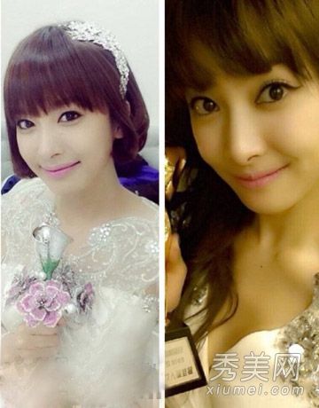 “明星”新娘朴正亚看起来像宋茜甜美的个人头发