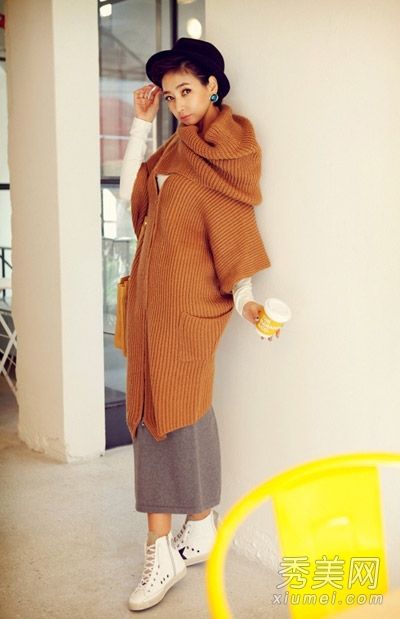 日韩风格的长毛衣外套最吸引人