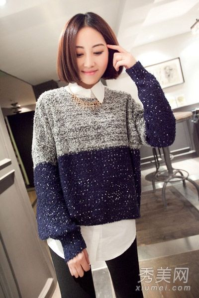 2013年春季新款推荐毛衣配衬衫复古美