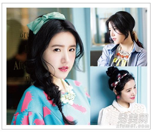 最新款中等长度发带教程球头+侧边编织甜美