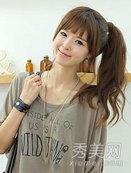 初冬韩版发型马尾辫卷发球头漂亮