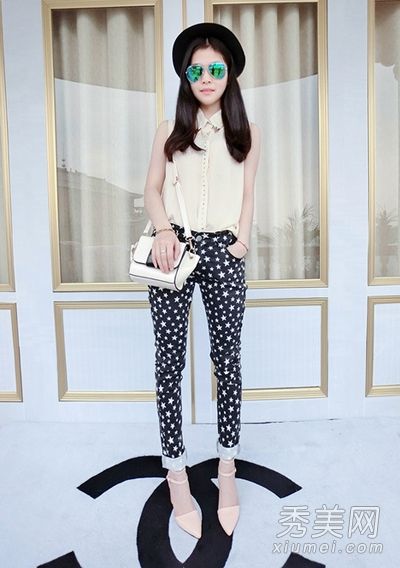 无袖雪纺衬衫显瘦上身配长裤和长裙显瘦