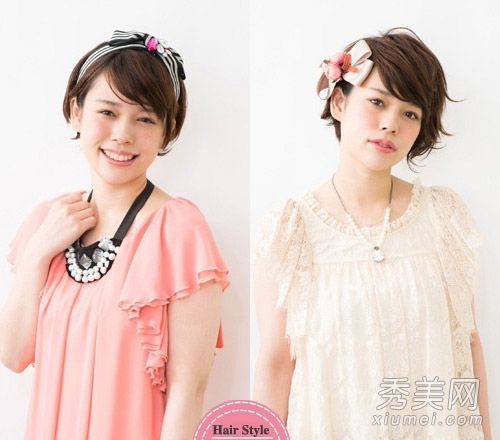 日本甜美短发搭配教程搭配发饰来吸引眼球