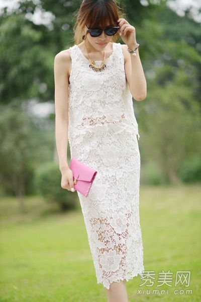 夏装推荐蕾丝雪纺连衣裙