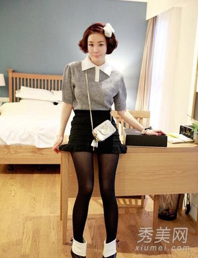 矮个子的MM在春天很高,穿着优雅的身材。