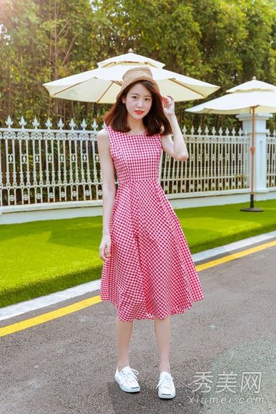 夏装新款格子裙条纹裙流行