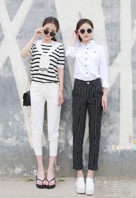 长腿美女不用担心九条腿的裤子。短腿看起来更高。