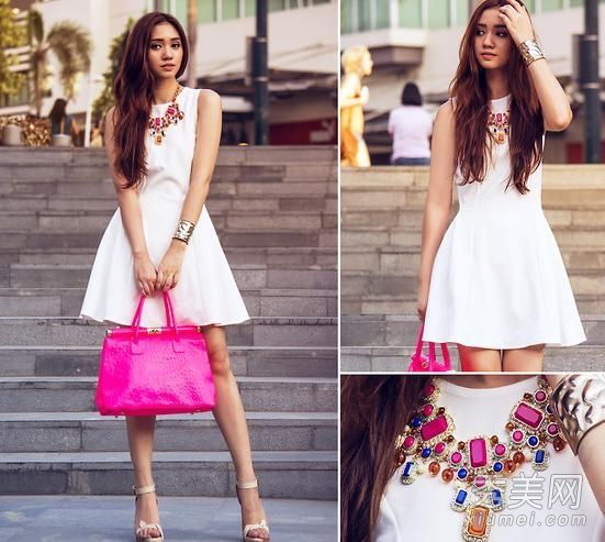 春夏裙装的风格应该简单,巧妙搭配装饰,彰显气质。