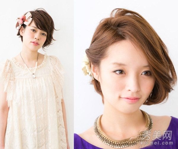 DIY卷发中短发扎好看怎么更醒目