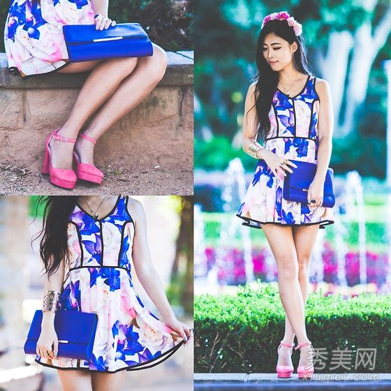 印花裙子加上项链是夏日风情的点睛之笔