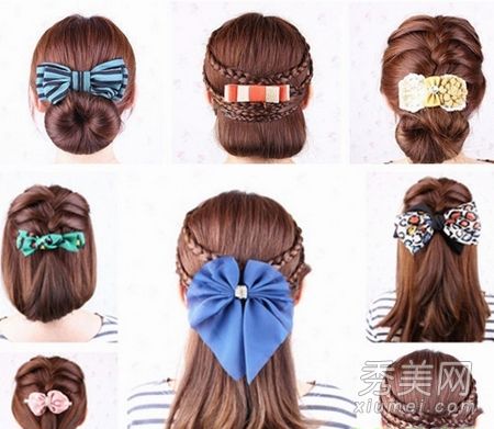 韩式发型装订法展示了四种发型在一分钟内快速变化。