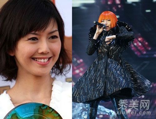 斯蒂芬妮橙色多彩的头发开始歌唱