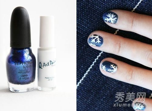 简单的两步DIY雪花图案指甲艺术是最浪漫的
