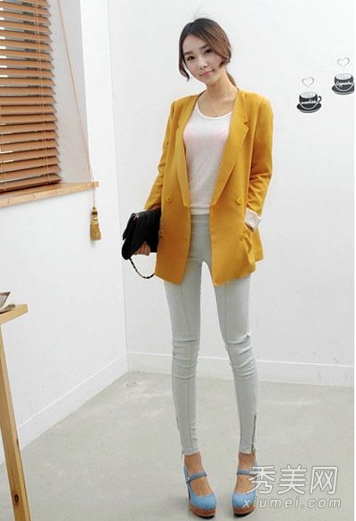 紧身裤修身西装外套