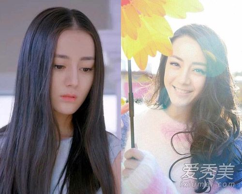 范冰冰,迪丽热巴,杨蜜,他们的直发和卷发都很漂亮。
