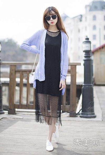 长裙开衫藏肉打造女神气质